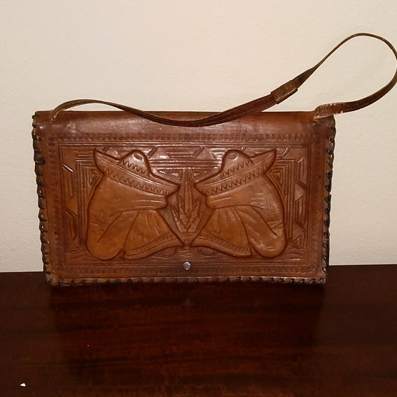 Hand Tooled Mexican Leather Bag - Picture 1 of 8